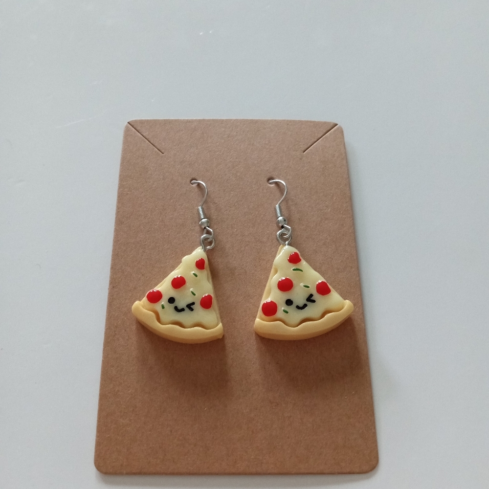 Fun Tan Pizza Slice Earrings - Picture 3 of 5